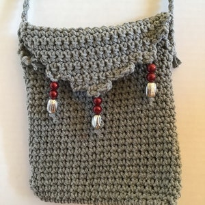 Crochet gray crossbody bag