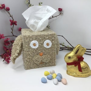 Tissue box cover, plastic canvas, bunny, Easter