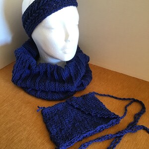 blue cowl scarf set with crossbody bag, gift for her