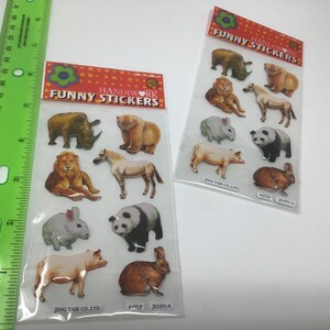 vintage, pop up, autocollants animaux en papier, lapins, cheval blanc, animaux divers