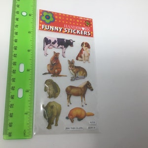 Vintage, Pop-Up, Papier, Tier Sticker, Kaninchen, Kuh, verschiedene Tiere