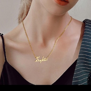 Collar con nombre en oro de 14 quilates, regalo personalizado, collar con nombre en escritura, collar con nombre personalizado, collar con nombre personalizado, collar de oro con letras.