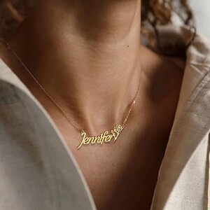 Collar de oro con nombre J22, collares con monograma y nombre, collares con nombre pequeños, collares con nombre y letras mayúsculas, collar Dreamworld