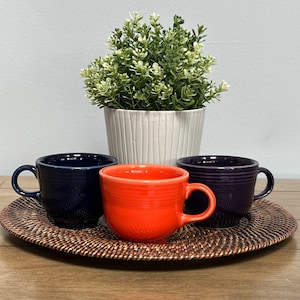 FIESTAWARE Flat Cup Coffee Tea Mug Choice of Colors Cobalt Mulberry Poppy
