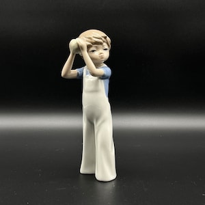 Casades Porcelain Collectible Figurine Boy Throwing a Ball Made in Spain Vintage