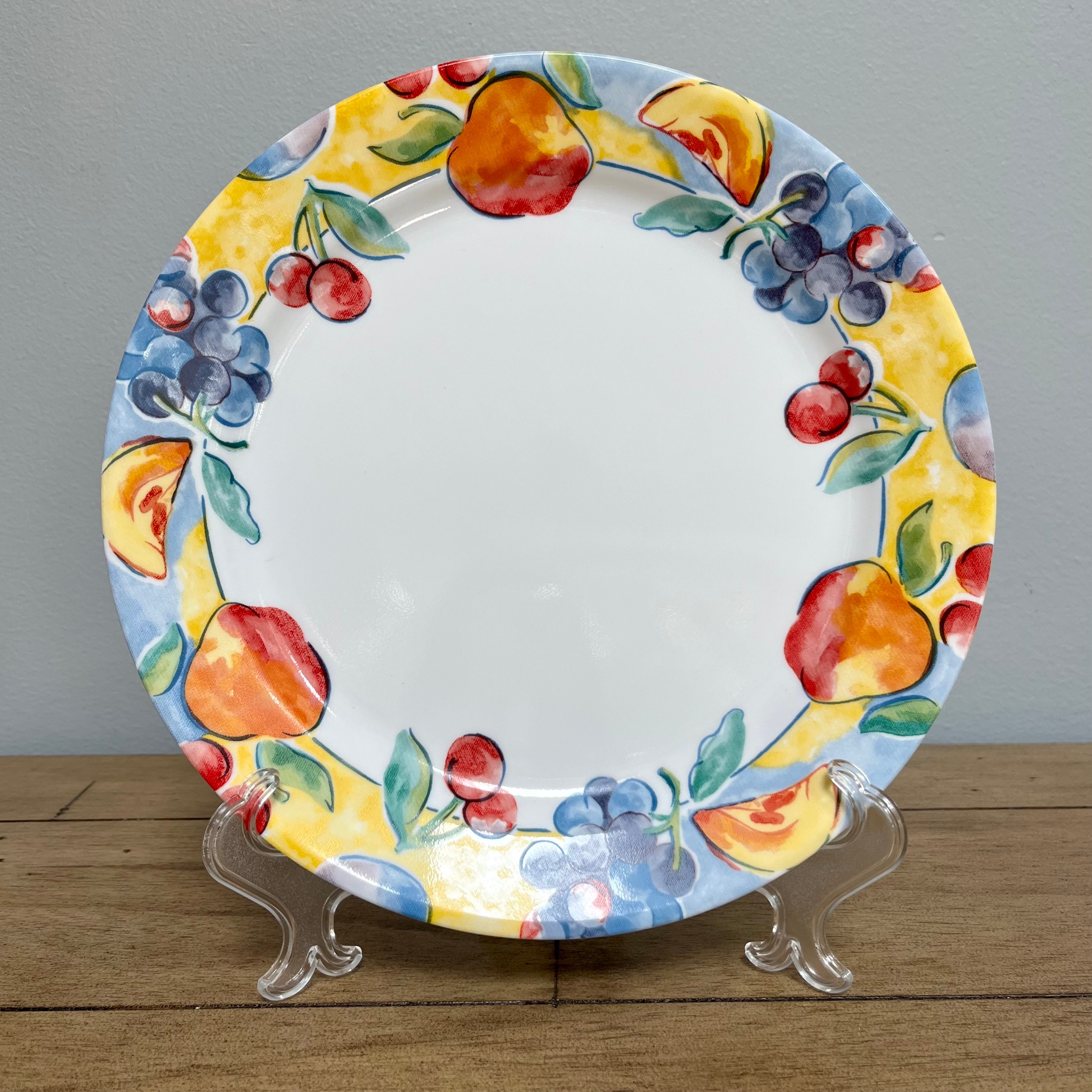 Vintage Corelle fruit Basket Dinner Plate Salad Plate Soup or Cereal Bowl Flat Cup and Saucer