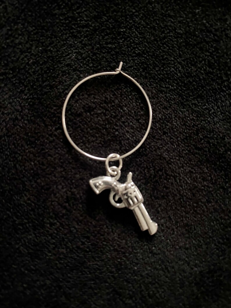 Wine Glass Charm Rings Police Set of 4 Etsy