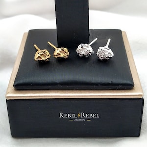 Orecchini a bottone in argento sterling Nugget: orecchini in argento fuso placcati in oro 18k