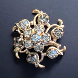 Vintage Mid-Century Starburst Rhinestone Brooch Pin