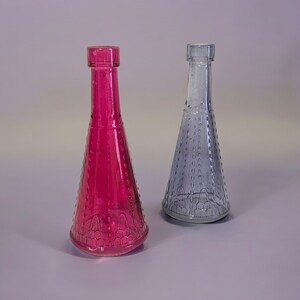 Vintage Pink and Purple Miniature Vanity Bottles or Vases - Collectible Glass Bottles