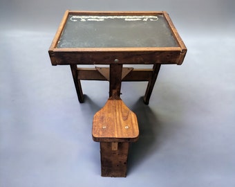 Antique Child's School Desk With Chalkboard
