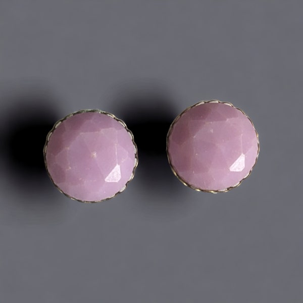 Vintage Round Faceted Lavender Clip-On Earrings