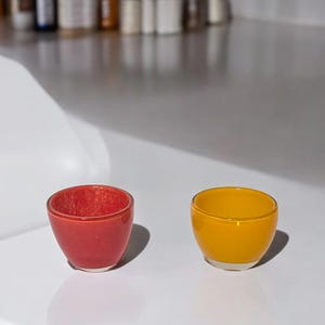 Red and Orange-Yellow Glass Dip, Serving, or Pinch Bowls