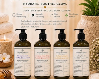Curated Essential Oil Goat Milk & Honey Lotion, Paraben Free Body Moisturizer, Natural Body Lotion, Moisturizing Skincare Gift