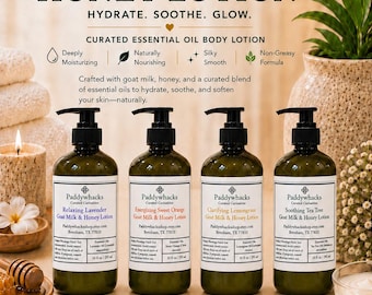 Curated Essential Oil Goat Milk & Honey Lotion, Paraben Free Body Moisturizer, Natural Body Lotion, Moisturizing Skincare Gift