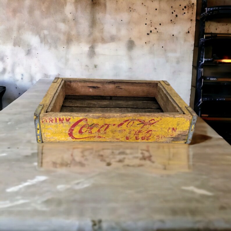 Vintage Yellow Cocacola Wooden Crate Etsy