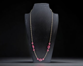 28" vintage hete roze mode-sieraden kralen ketting