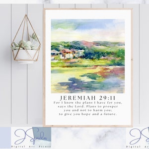 Christian Wall Poster, religious wall decor, printable Bible verse, Chrisitan print, Bible verse prints, scripture wall art, Jeremiah 29:11