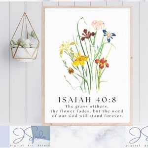 Isaiah 40:8 Christian Print, Christian posters, scripture wall art, religious wall art, scripture printables, Bible verse printable wall art