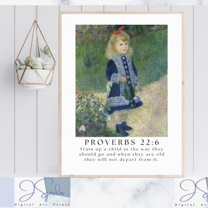 Bible Scripture Art, Proverbs 22:6, Christian Wall Poster, religious wall decor, printable Bible verses, Chrisitan print, digital fine art