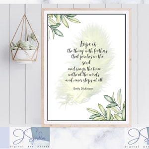 Hope is the thing with feathers, inspirational poem, pdf, Emily Dickinson Poem Print, printable hope quote, emily dickinson feather poem,