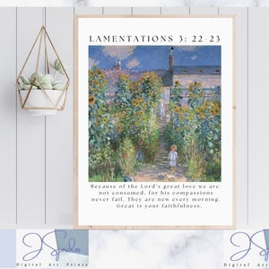Bible Verse Wall Poster, Lamentations 3: 22-23, Scripture Wall Art, Christian Wall Art, Scripture Printables, Bible Verse Prints, Fine Art