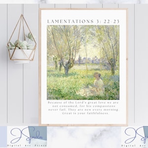 Lamentations 3: 22-23, Scripture Wall Art, Bible verse wall art, Scripture printables, Christian printable wall art, Christian poster, art