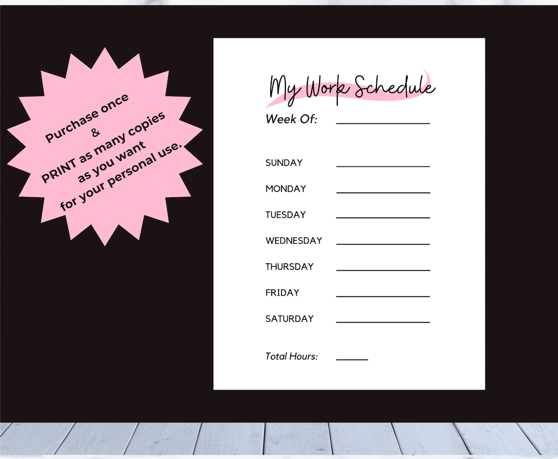 Interchangeable Work Schedule.pdf Printable Work Schedule, Work Time Tracker, Work Schedule Printable ...