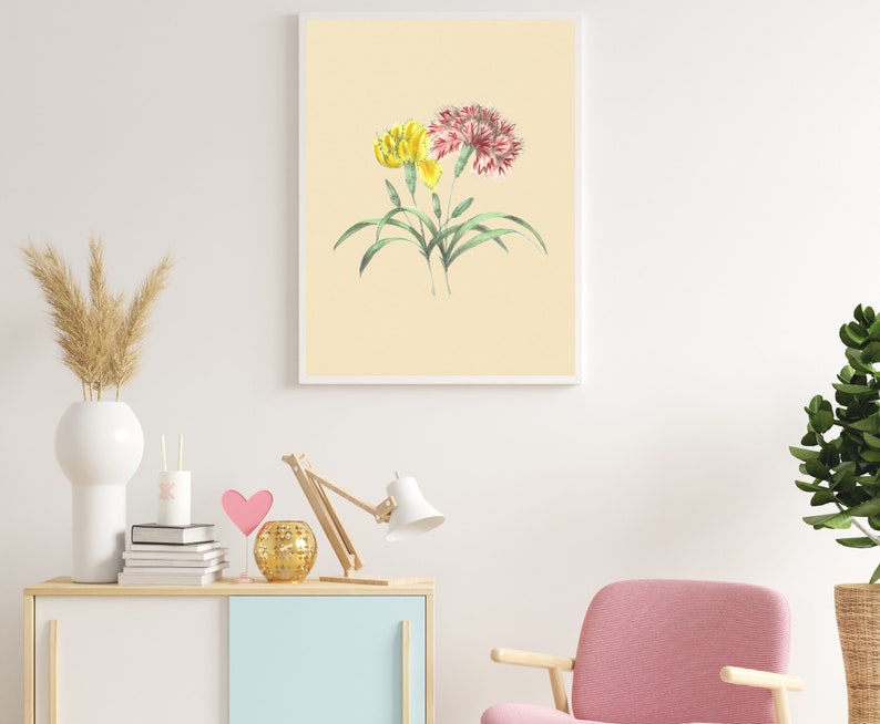 Floral Digital Wall Art Green Digital Art Print Flowers Art Etsy