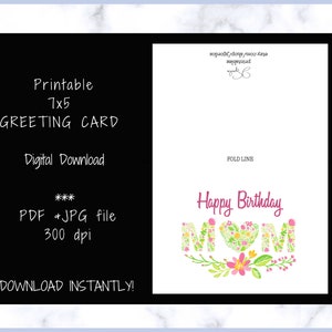 Happy Birthday Mom, Printable Card Happy Birthday, Digital Card for Mom ...