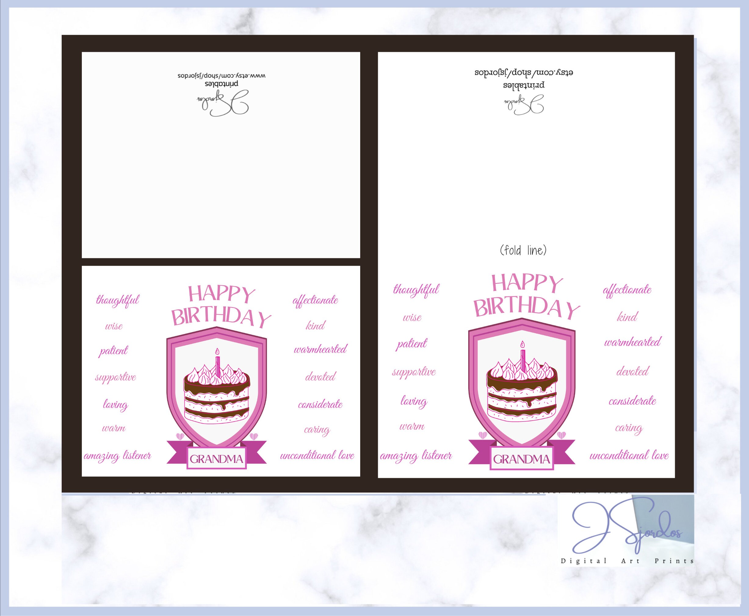 Printable Card for Grandma, Happy Birthday Card Grandma, Birthday Cards ...