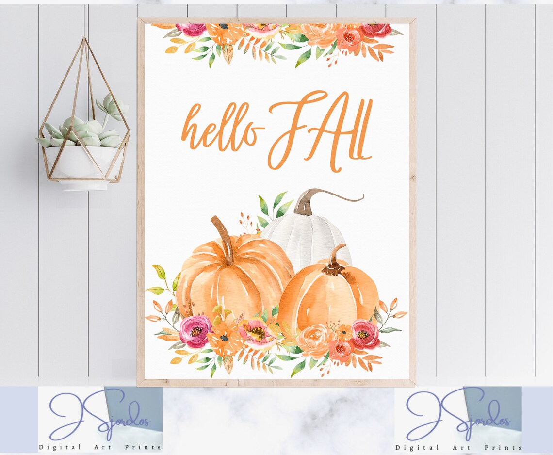 Hello Fall Sign, Hello Fall Digital Print, Fall Home Decor, Fall