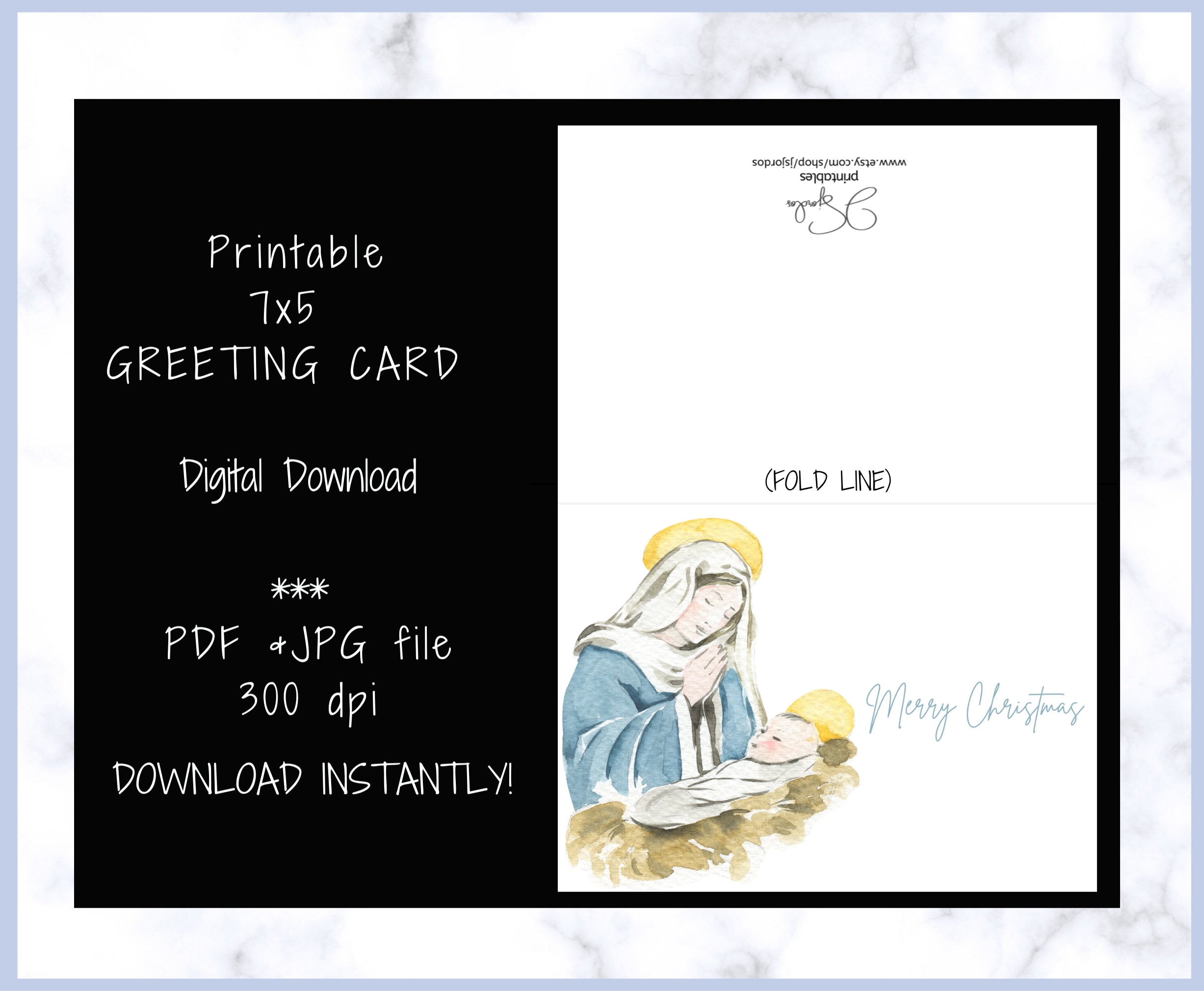 Printable Christmas Card, Religious Christmas Cards, Christian