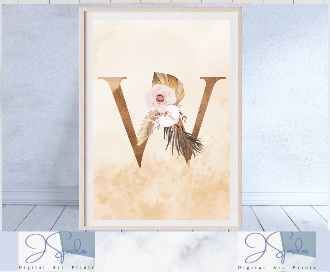 Monogram Wall Decor Letter W Digital Letter W Alphabet Wall Etsy