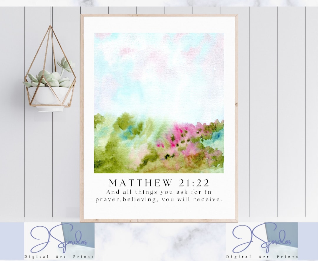 Christian Watercolor Painting With Bible Verse Christian Wall - Etsy