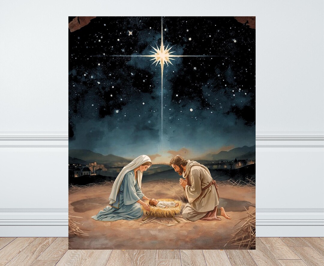 Holy Family Nativity Watercolor Print, Christmas Wall Art (digital ...