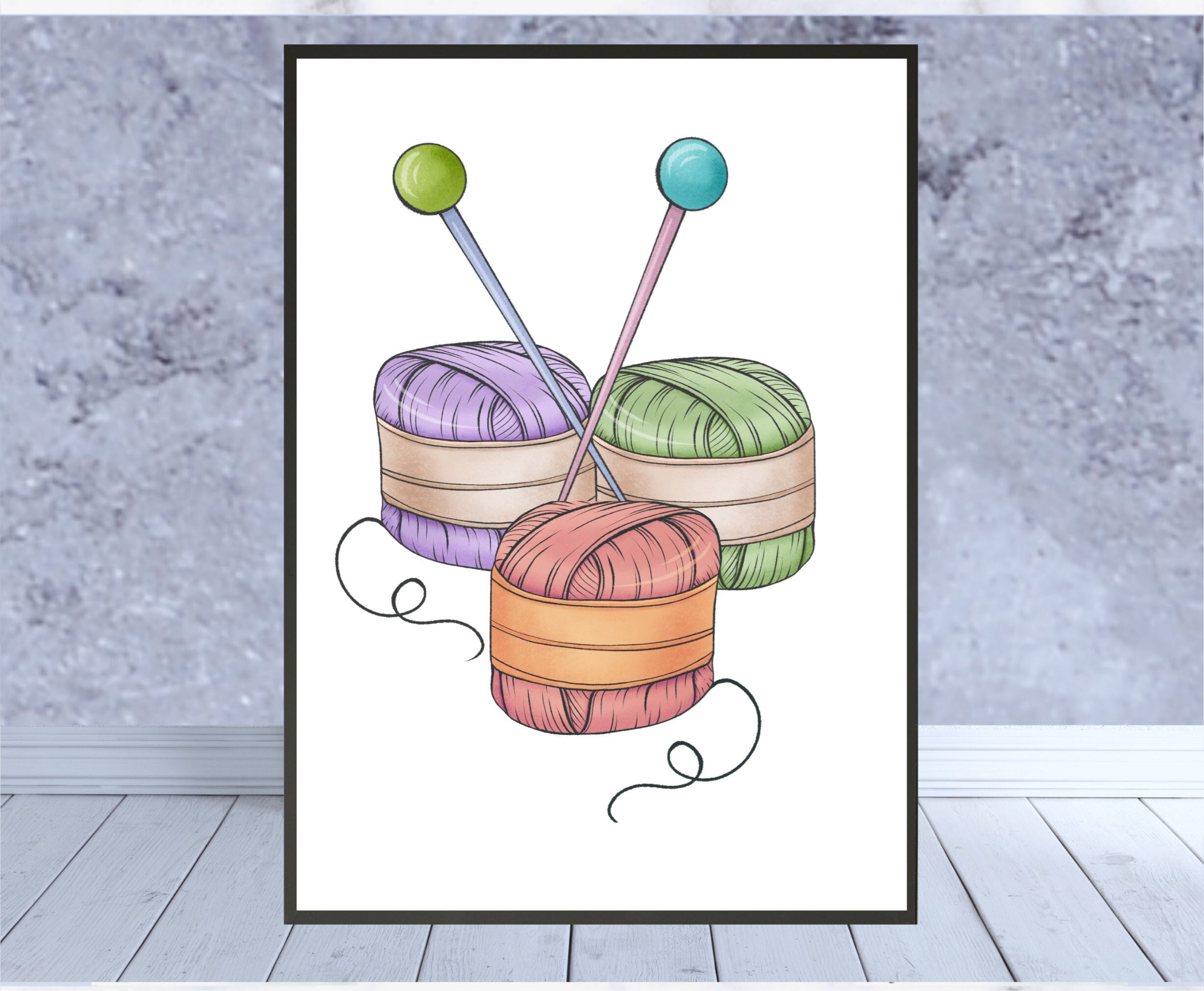 40 DIY Yarn Crafts For Kids 23 Knitting Wall Art, yarn picture, knitting decor, home decor…