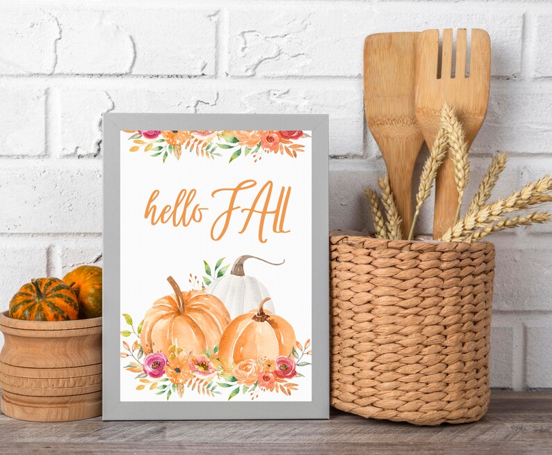 Hello Fall Sign, Hello Fall Digital Print, Fall Home Decor, Fall
