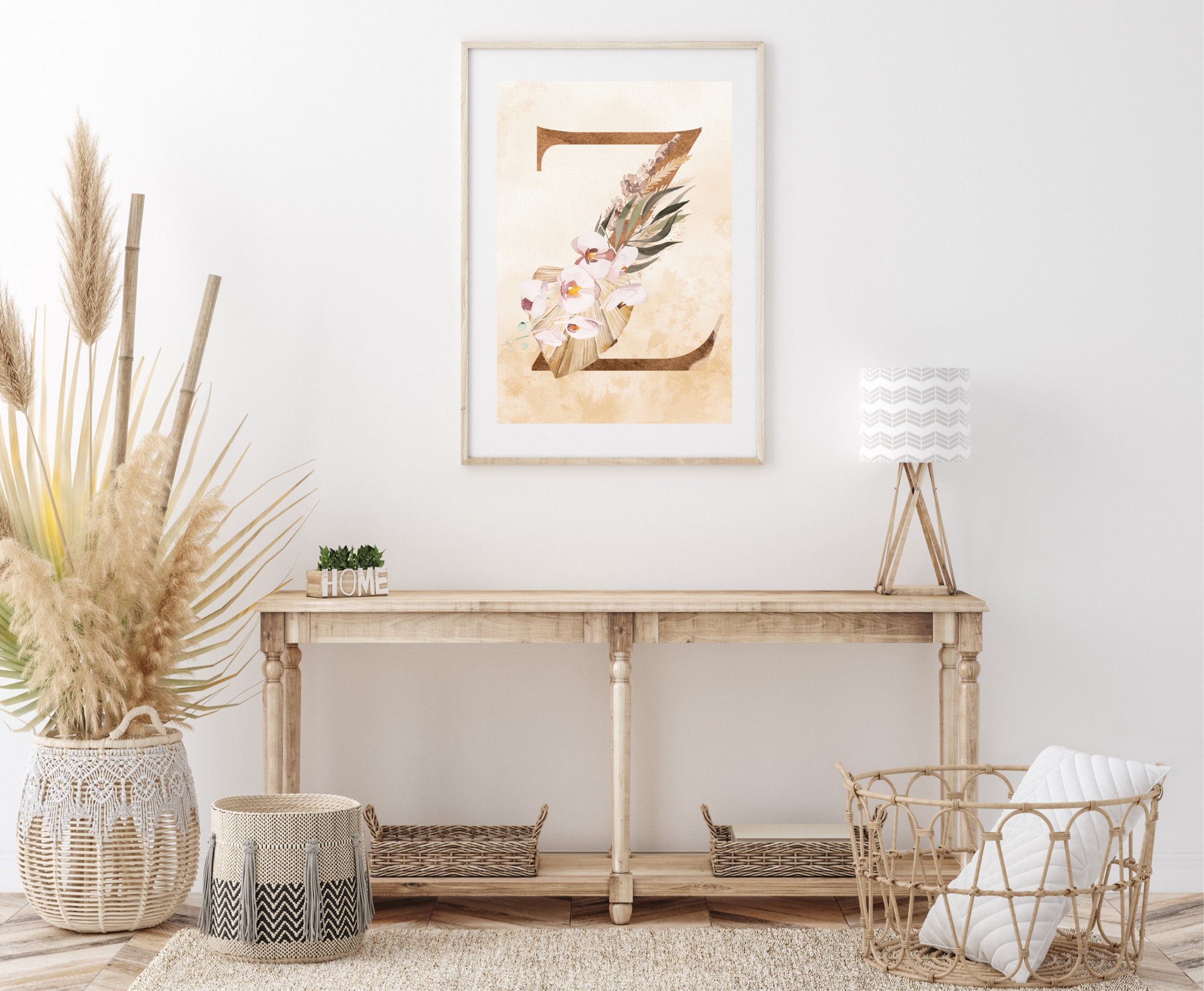 Initial Z Monogram Wall Art Digital Letter Z Alphabet Wall Etsy