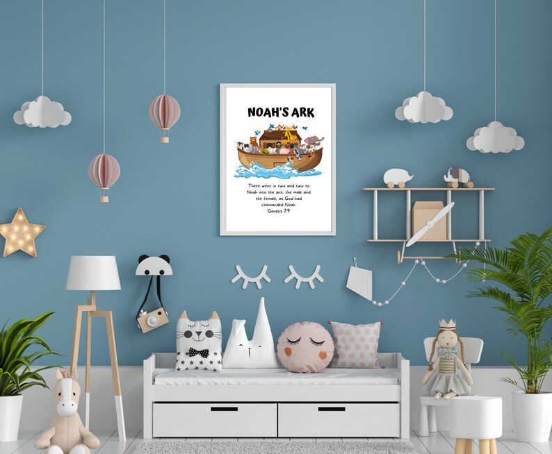 NOAH'S ARK Printable Nursery Bible Verse Religious - Etsy