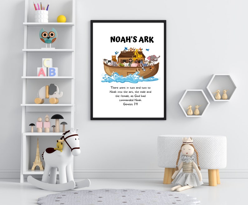 NOAH'S ARK Printable Nursery Bible Verse Religious - Etsy
