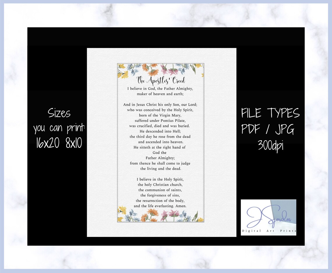 Religious Creed Examples The Apostles' Creed Pdf, Christian Statement of Faith, Christian Wall ...