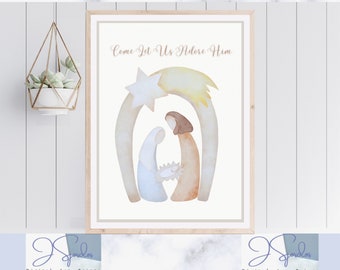 Christian Wall Decor for Christmas, nativity scene, wall art religious, Christmas decor, Christmas wall pictures, wall art, Digital Download