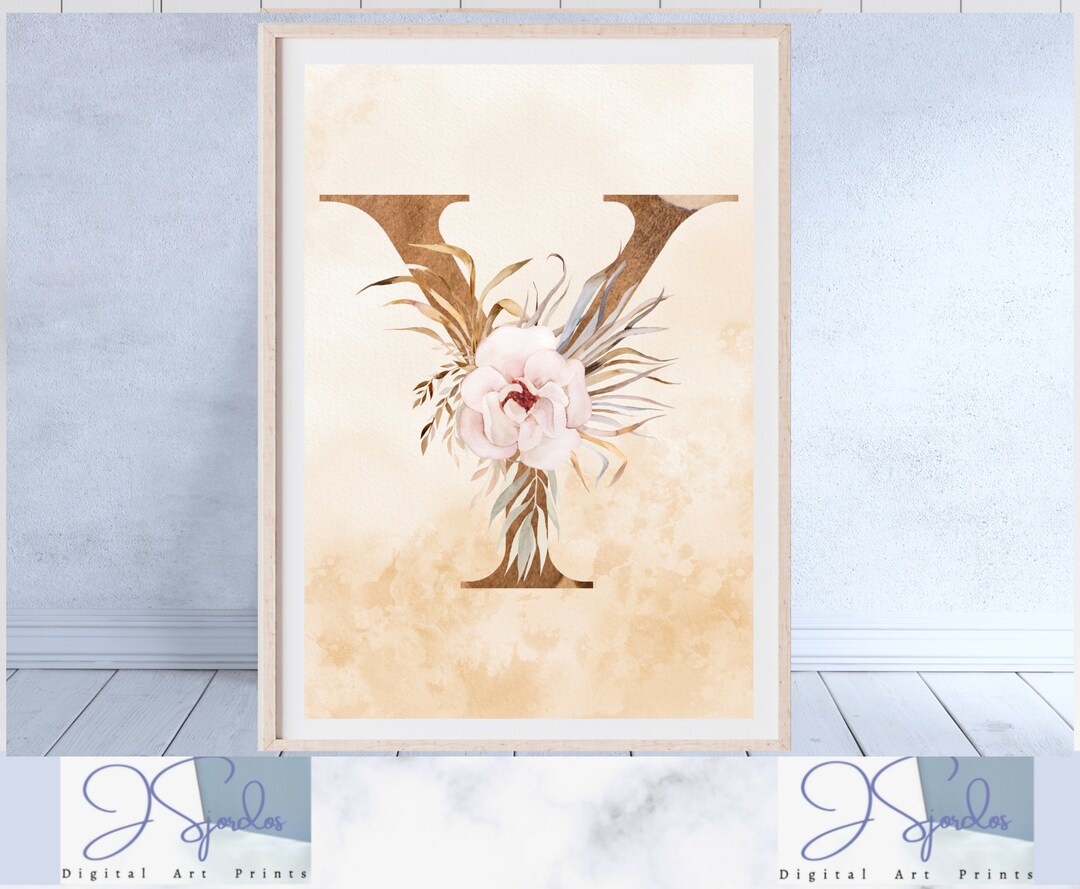 Digital Initial Y Wall Art Print Monogram Wall Decor Letter Etsy