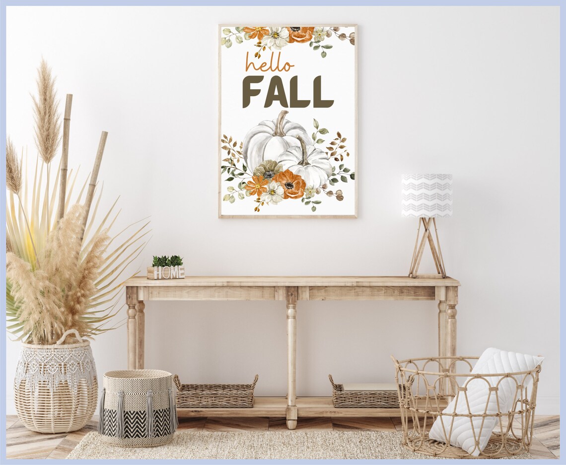 Hello Fall Art Hello Fall Digital Print Fall Home Decor Etsy
