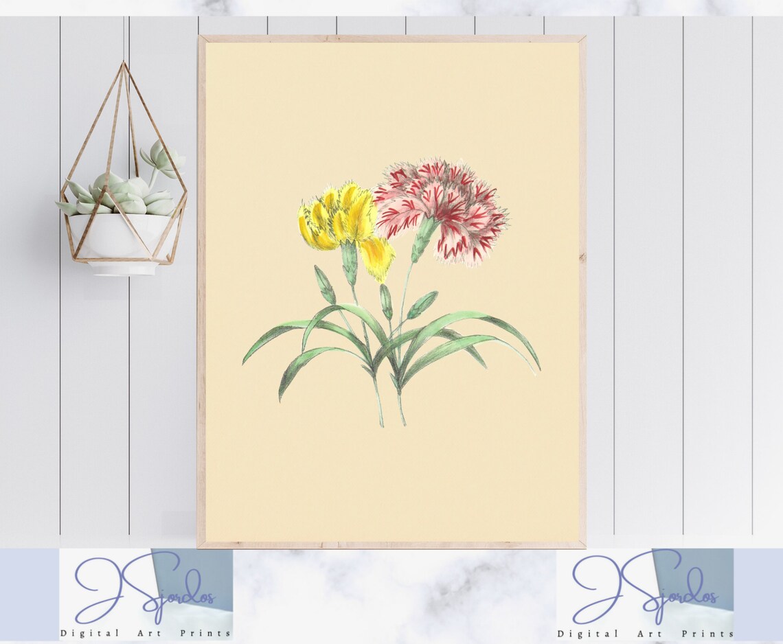 Floral Digital Wall Art Green Digital Art Print Flowers Art Etsy