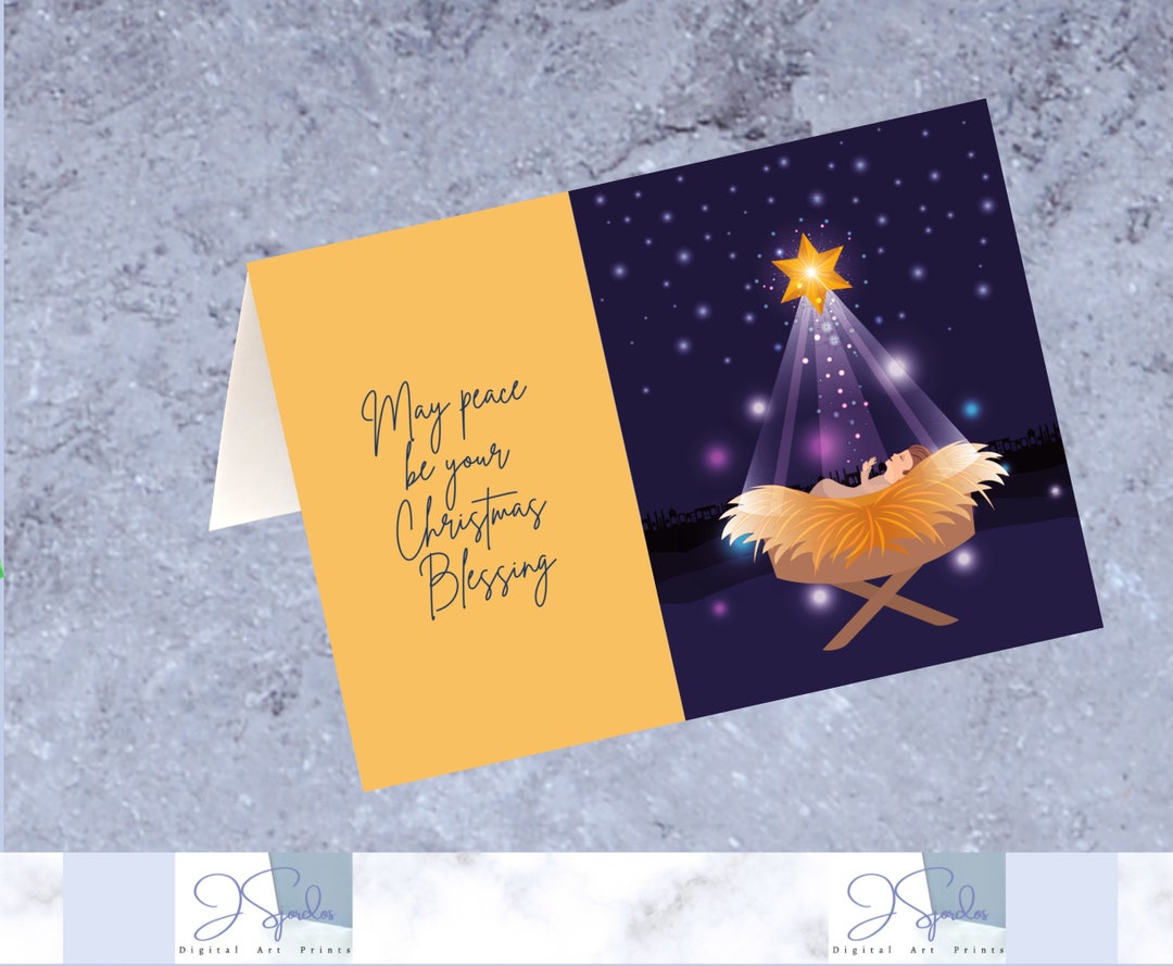 Religious Christmas Card Christmas Greeting Birth of Jesus Digital