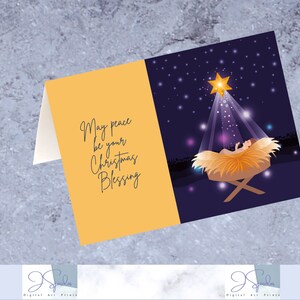 Tarjeta de Navidad religiosa Saludo de Navidad Nacimiento de Jesús Descarga digital Descarga instantánea BENDICIÓN DE NAVIDAD Tarjeta de Navidad imprimible 7x5