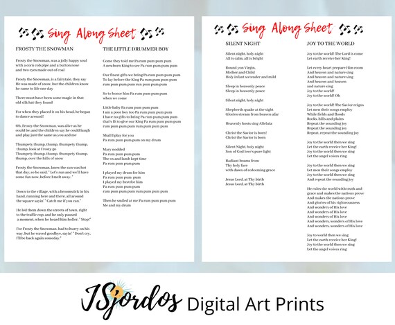 Printable Sing Along Sheet Religious Christmas Songs Adults - Etsy