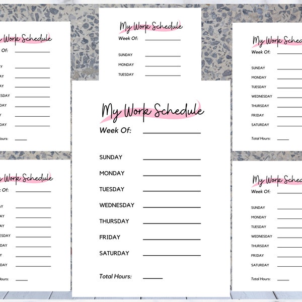 Printable Work Schedule, Work Time Tracker, Work Schedule Printable, Work Schedule Tracking, Track Work Schedule, Weekly, work schedule pdf